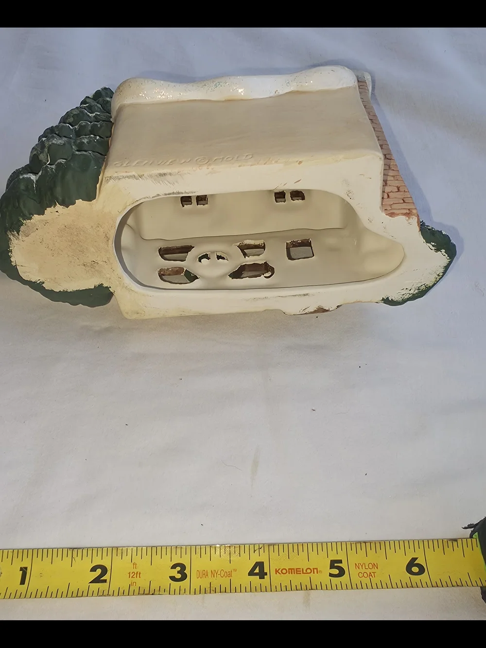 Holiday Snowy Cottage Figurine with Green Tree - Home Holiday